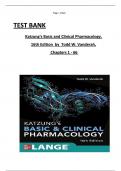 TEST BANK For Katzung's Basic and Clinical Pharmacology, 16th Edition By Todd W. Vanderah, All Chapters 1 to 66 complete Verified editon ISBN:  9781260463316