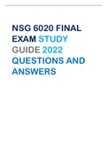 NSG 6020 FINAL  EXAM STUDY  GUIDE 2023 QUESTIONS AND  ANSWERS VERIFIED 100%