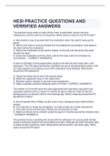 HESI PRACTICE QUESTIONS AND  VERRIFIED ANSWERS