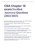 CNA Chapter 18  exam(Verified  Answers) Questions  (2022/2023)