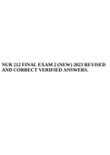 NUR 212 FINAL EXAM 2 (NEW) 2023 REVISED AND CORRECT VERIFIED ANSWERS, HONDROS COLLEGE NUR 212 Concepts of Nursing Care of the Adult I Pre-Class Assignment: Week 7 Glucose Regulation and Nutrition Updated 2022/2023 & HONDROS COLLEGE NUR 212 Exam 1 (NEW) 20