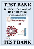 TEST BANK Rosdahl's Textbook of Basic Nursing 12th Edition By Caroline Rasdahl - All Chapters ( 1-103 ) Latest 2024