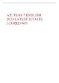 ATI TEAS 7 ENGLISH 2023 LATEST UPDATE SCORED 86