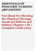 Essentials of Pediatric Nursing 3th / 4th Edition By Terri Kyle and Susan Carman TEST BANK ISBN- 978-1975139841 Verified 2025 Practice Questions and 100% Correct Answers with Explanations for Exam Preparation, Graded A+