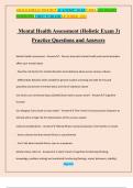 Mental Health Assessment (Holistic Exam 3) Practice Questions and Answers