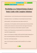 Psychology as a Natural Science Exam 1 Study Guide with Complete Solutions