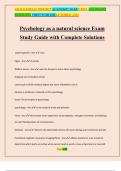 Psychology as a natural science Exam Study Guide with Complete Solutions