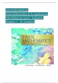 Solution Manual For Finite Mathematics and Its Applications, 13 Edition by Larry J. Goldstein, Verified Chapters 1 - 12, Complete Newest Version