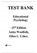 Educational Psychology 15th Edition by Anita Woolfolk Test Bank, Question and Answers (All Chapters)