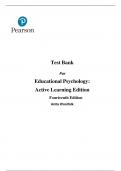 Educational Psychology Active Learning Edition 14th Edition by Anita Woolfolk Test Bank, Questions and Answers (All Chapters)