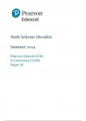 Pearson Edexcel GCSE In Chemistry (1CH0) Paper 2F mark scheme 2024 june 1cho/2f