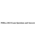 PHR-CA Exam 2023/2024 With 100% Correct Revised Answers, PHRCA 2023 Exam With 100% Correct Questions and Answers & PHRca 2023 Exam Questions and Answers.