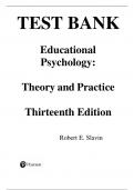 Educational Psychology: Theory and Practice 13th Edition Robert E. Slavin Test Bank - Questions and Answers, All Chapters