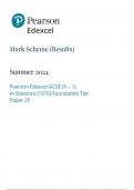 Pearson Edexcel GCSE (9 – 1) In Statistics (1ST0) Foundation Tier Paper 2F mark scheme 2024 june 1sto/2f