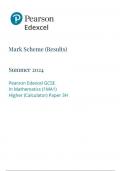 Pearson Edexcel GCSE In Mathematics (1MA1) Higher (Calculator) Paper 3H mark scheme 2024 june 1ma1/3h