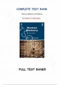 Test Bank - Human Memory 4th Edition by Gabriel A. Radvansky , All Chapters 1-18 |Complete Guide A+