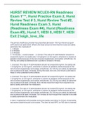 HURST REVIEW NCLEX-RN Readiness Exam 1***, Hurst Practice Exam 2, Hurst Review Test # 3, Hurst Review Test #2, Hurst Readiness Exam 3, Hurst (Readiness Exam #4), Hurst (Readiness Exam #3), Hurst 1, HESI 8, HESI 7, HESI Exit 2 leigh_love_life