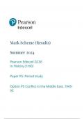 Pearson Edexcel GCSE In History (1HI0) Paper P5: Period study Option P5 Conflict in the Middle East, 1945- 95 1hio/p5  mark scheme june 2024