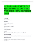  ALTA Practice CALT LEAD QUESTIONS & ANSWERS VERIFIED 100% CORRECT 2023  