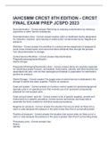 IAHCSMM CRCST 8TH EDITION - CRCST FINAL EXAM PREP JCSPD 2023