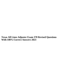 Texas All Lines Adjuster Exam 378 Revised Questions With 100% Correct Answers 2023, Texas "Principles 1" (study & HW) Champions School of Real Estate Revised study guide 2023 & TEXAS PRINCIPLES 1 EXAM 2023 - CHAMPIONS SCHOOL OF REAL ESTATE WELL RESEARCH