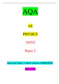 AQA AS PHYSICS 7407/2 Paper 2 Question Paper + Mark scheme [MERGED] June 2022