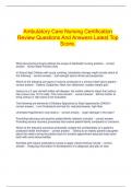  Ambulatory Care Nursing Certification Review Questions And Answers Latest Top Score.