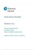 Pearson Edexcel GCSE In History (1HI0) Paper 3: Modern depth study Option 32: Mao’s China, c1945–76 mark scheme june 2024 1hio/32