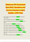 Oklahoma FFA Greenhand Quiz 2024 | Questions and Correct Answers | Latest Update | 100% Pass