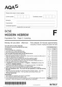 2024 AQA GCSE MODERN HEBREW PAPER 1 (8678/LF: Listening Foundation Tier)