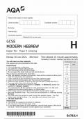 2024 AQA GCSE MODERN HEBREW PAPER 1 (8678/LH: Listening Higher Tier)