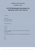 ASVAB Mathematics Knowledge Test Questions And Correct Answers