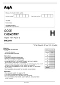 Aqa GCSE CHEMISTRY Higher Tier Paper 1 (8462/1H) JUNE 2022 OFFICIAL Question Paper