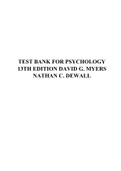 TEST BANK FOR PSYCHOLOGY 13TH EDITION DAVID G. MYERS NATHAN C. DEWALL