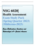 NSG6020| South University-Health Assessment Exam Study Pack (Spring Quarter 2023) (Midterms-2023) Exam Elaborations Questions and Rationalized A+ Graded Answers