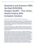 Questions and Answers 100%  Verified 2023/2024 Shadow Health - Tina Jones,  Health History With  Complete Solution