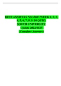 BEST ANSWERS NSG5003 WEEK 1, 2, 3, 4, 5, 6, 7, 8, 9, 10 QUIZ:  SOUTH UNIVERSITY Update 2022/2023   (Complete Answers) 