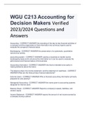 WGU C213 Accounting for  Decision Makers