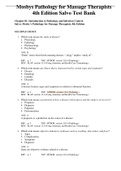 Complete Test Bank Mosby’s Pathology for Massage Therapists 4th Edition Salvo Questions & Answers with rationales (Chapter 1-17)