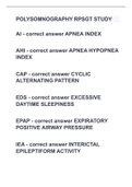 POLYSOMNOGRAPHY RPSGT STUDY 2022/2023 UPDATE WITH 100% COMPLETE SOLUTIONS |VERIFIED | 100% PASS |