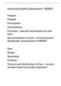 Advanced Health Assessment - HEENT with 100% complete solutions