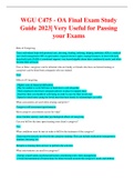 WGU C475 - OA Final Exam Study Guide 2023| Very Useful for Passing your Exams