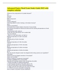 Advanced Pastry Final Exam Study Guide 2023 with complete solution  What are the components of a plated dessert? Ice Garnish Crunch Main component Sauce Frozen (optional) Flavoring added in when making a chocolate mousse? Rum What is couverture? Chocolate