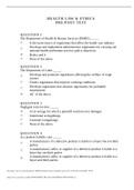 HEALTH LAW AND ETHICS POST TEST/HEALTH LAW & ETHICS PRE/POST TEST