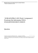  NURS 6531/PRAC 6531 Week 1 Assignment 1 Practicum Site Information WELL ENLIGHTENED BEST CHOICE