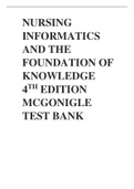 Nursing Informatics and the Foundation of Knowledge 5th Edition McGonigle Test Bank