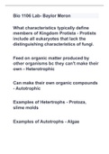 Bio 1106 Lab- Baylor Meron with 100% complete solutions already graded A