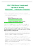 2023 NCLEX RN Mental Health and Psychiatric Nursing (Alzheimers, Delirium and Dementia) Questions and Answers Included | New Full Exam Actual