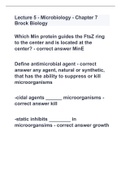 Lecture 5 - Microbiology - Chapter 7 Brock Biology with 100% complete solutions