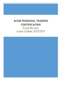 ACSM Personal Trainer Certification Exam - Review Latest Update 2022/2023